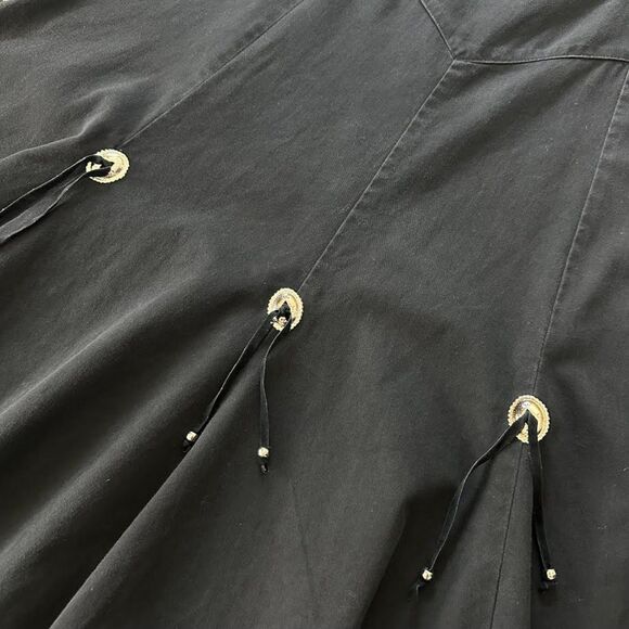 Vtg 70's Circle T Western Skirt Black Bolo Concho Accents Full Maxi 15/16 Medium - Picture 2 of 9